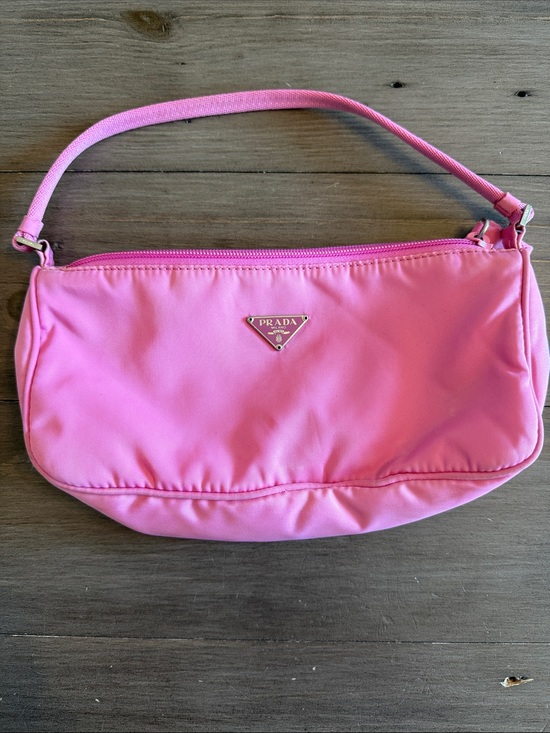 Prada Handbags - Prada Hot Pink Nylon Shoulder Bag with Triangle Logo